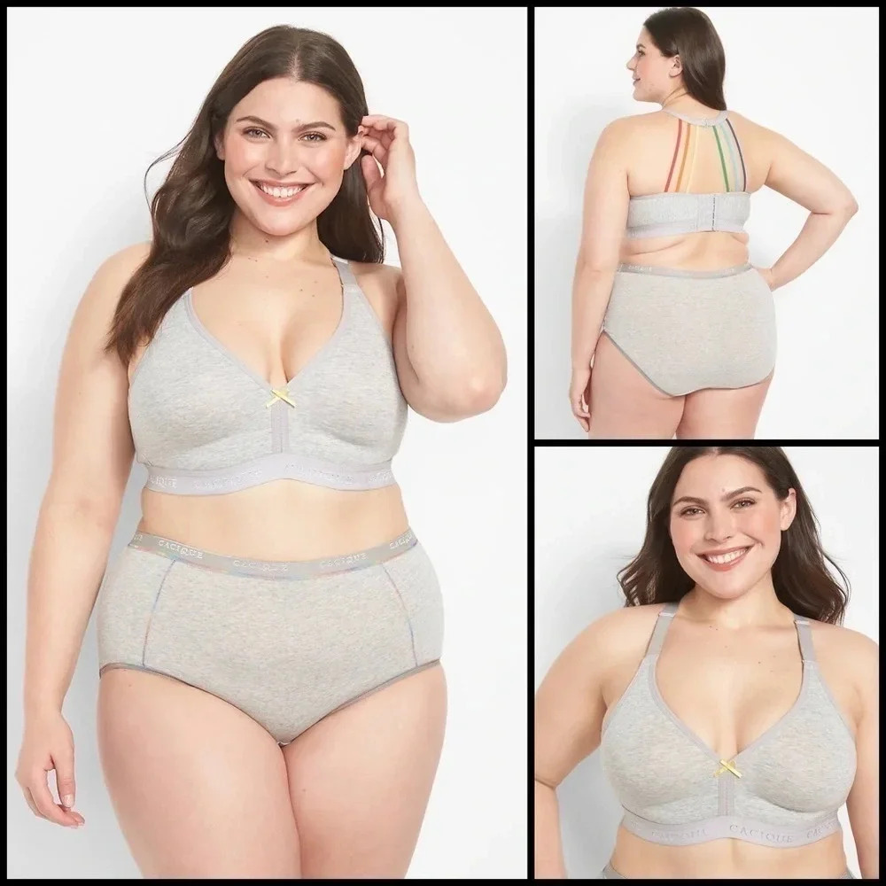 Cacique Cotton Unlined No-Wire Full Coverage Bra With Strappy Back Size 44C